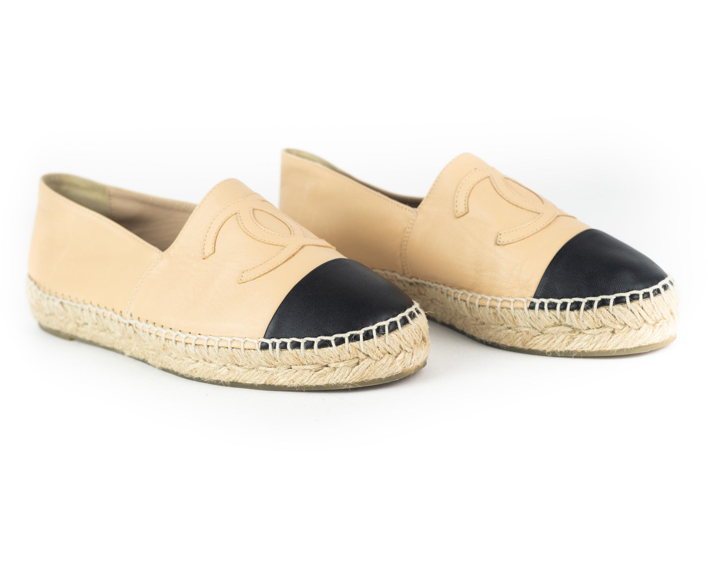 Chanel Lambskin CC Espadrilles nude