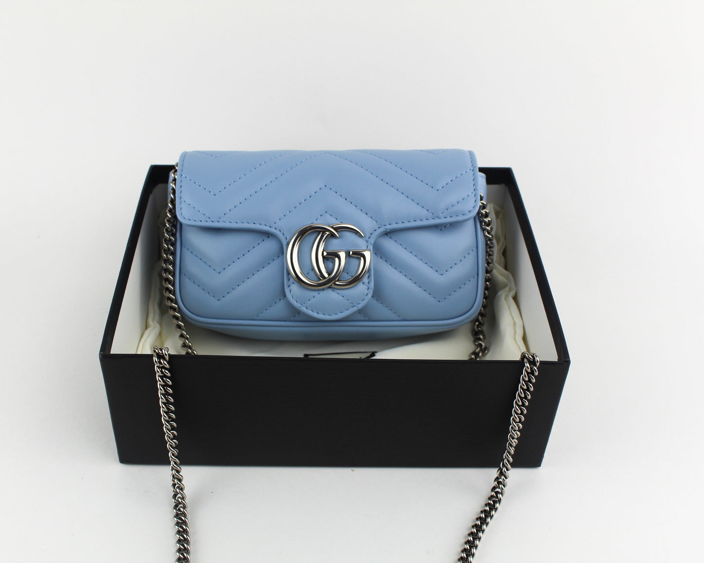 Gucci GG Marmont Leather super mini bag in blue