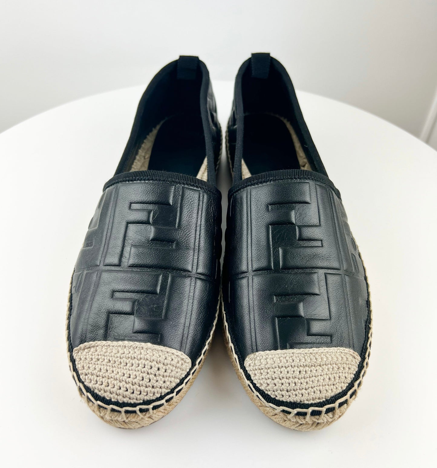 Fendi FF Logo Leather Espadrilles