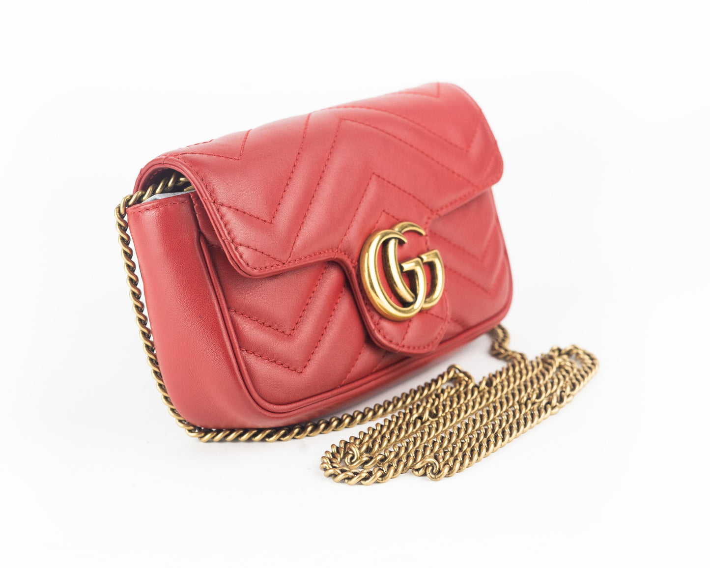 Gucci gg Marmont Leather Super Mini Bag Red