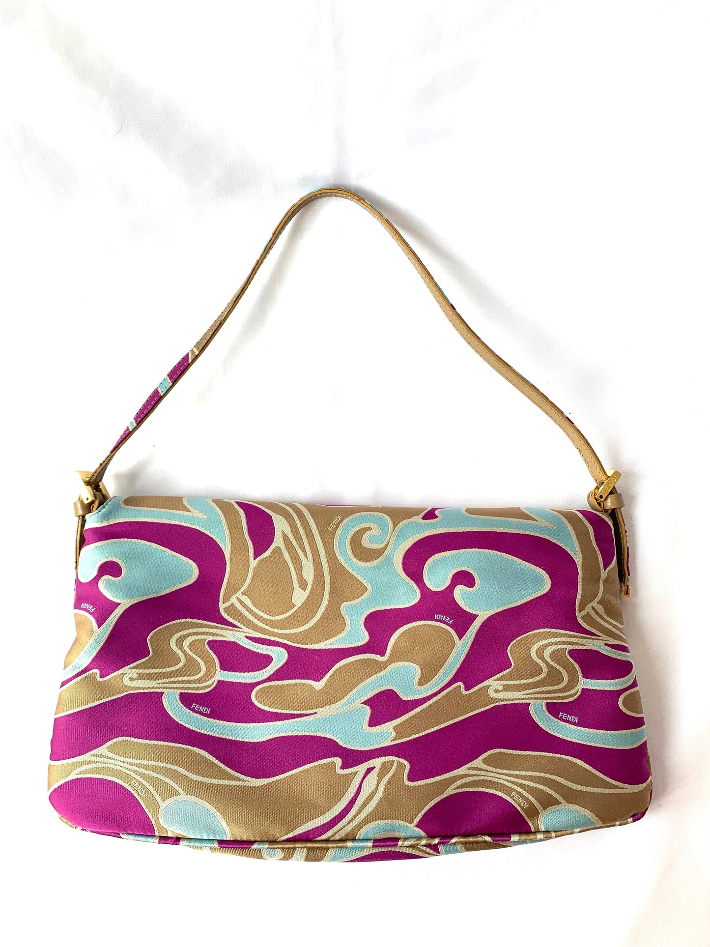 FENDI Baguette Multicolor Silk with Psychedelic prints