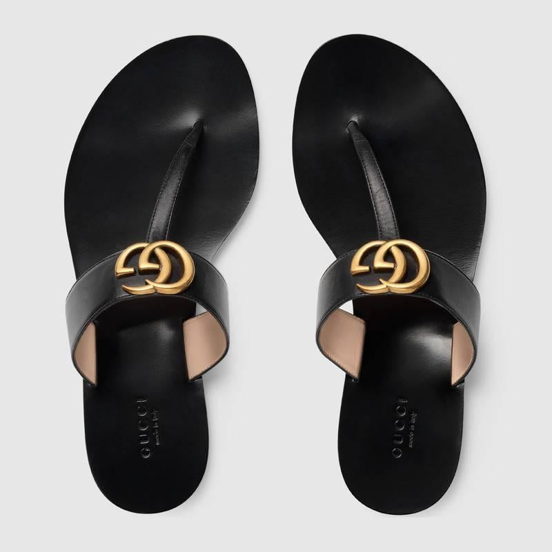 Gucci GG Leather Thong Sandals