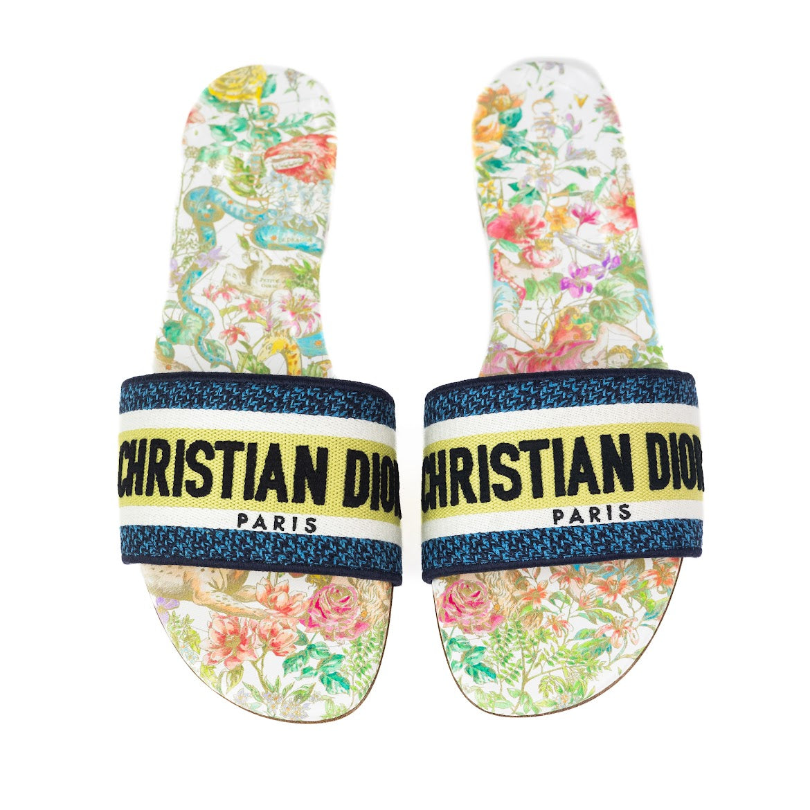 Dior Dway Slide White Multicolor D- Constellation Embroidered cotton