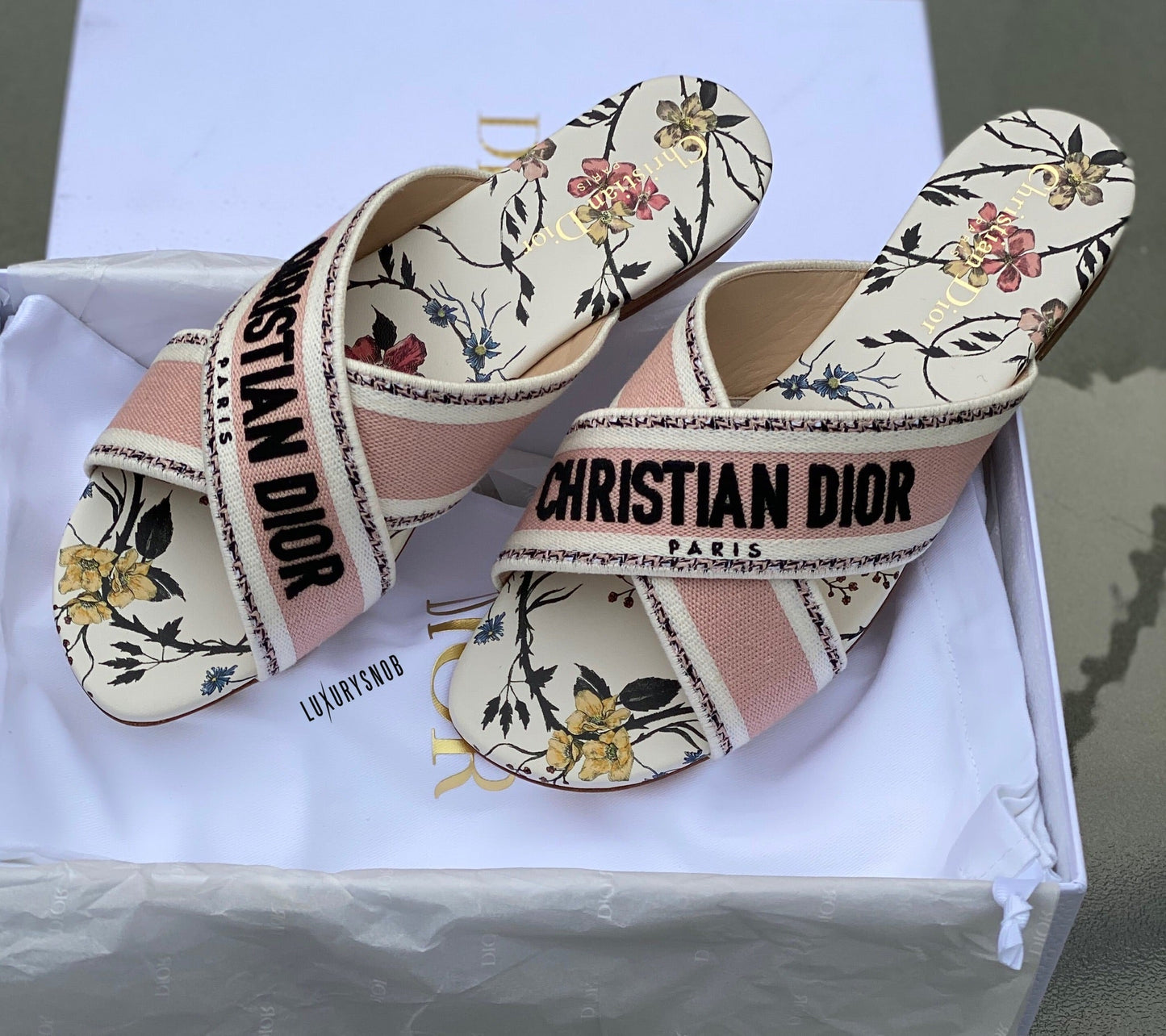 CHRISTIAN DIOR CRISS CROSS DWAY SLIDES
