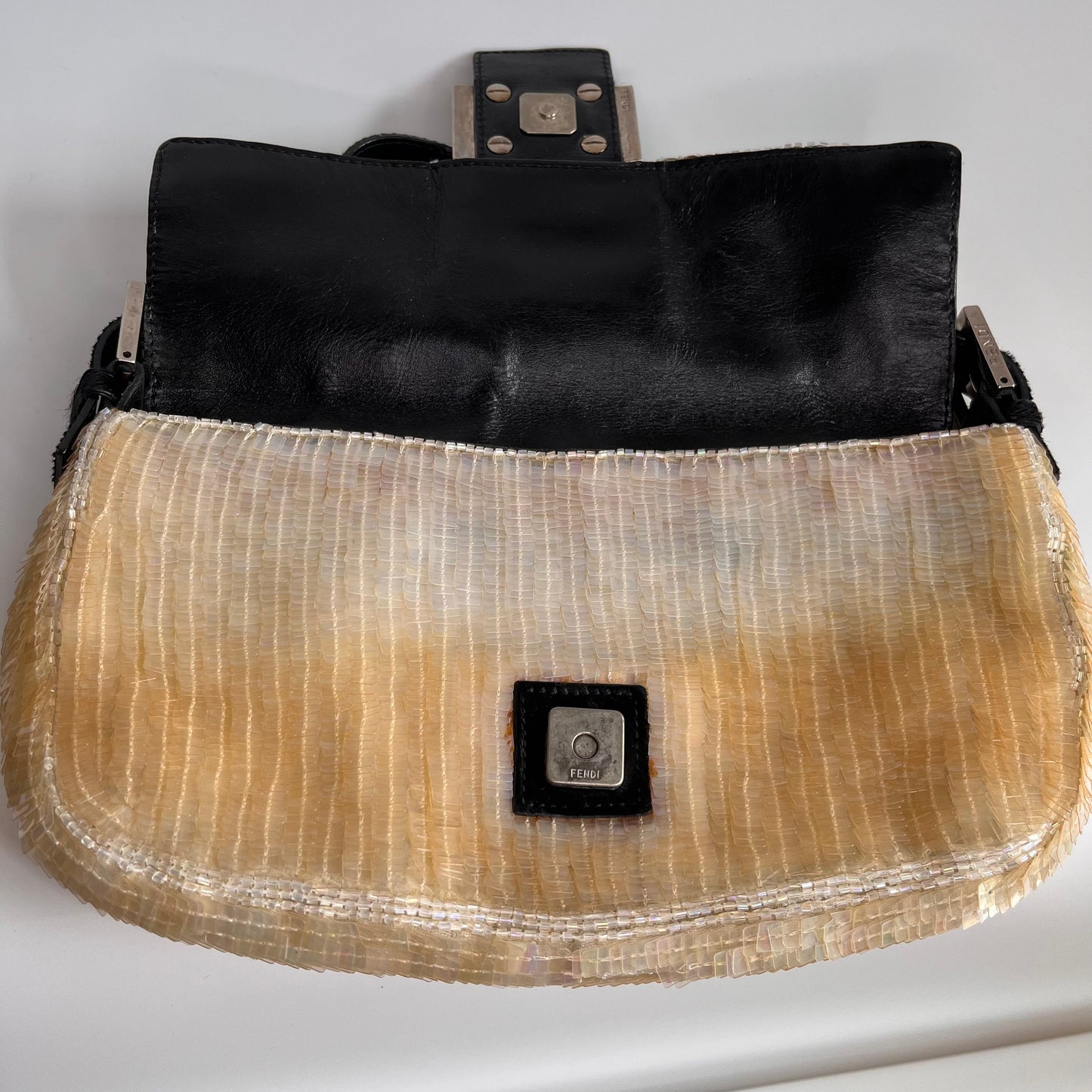 Fendi Baguette in Cream Gold sequins