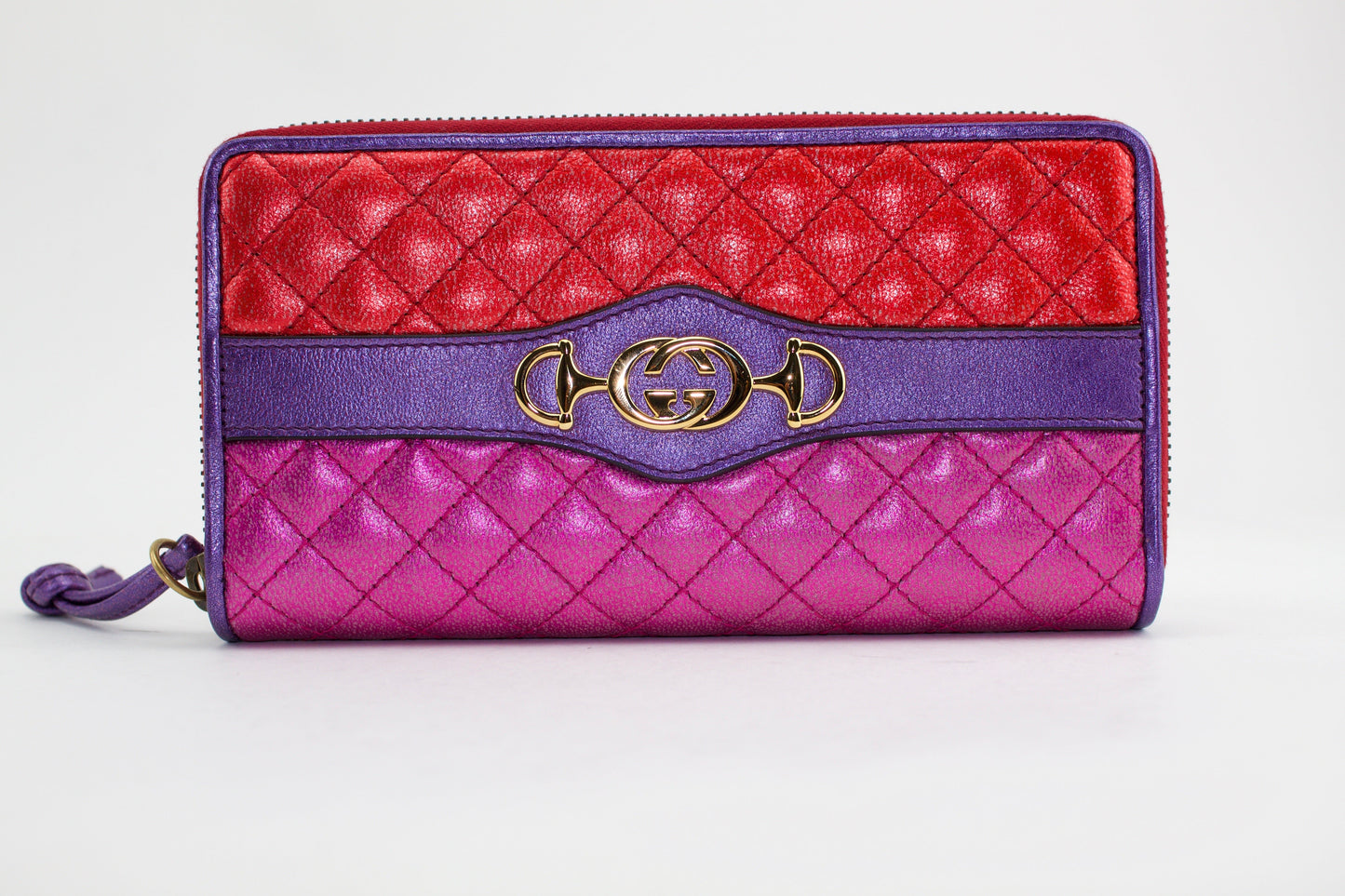 GUCCI LAMINATED  ZIP AROUND WALLET