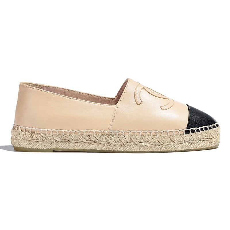 Chanel Lambskin CC Espadrilles nude