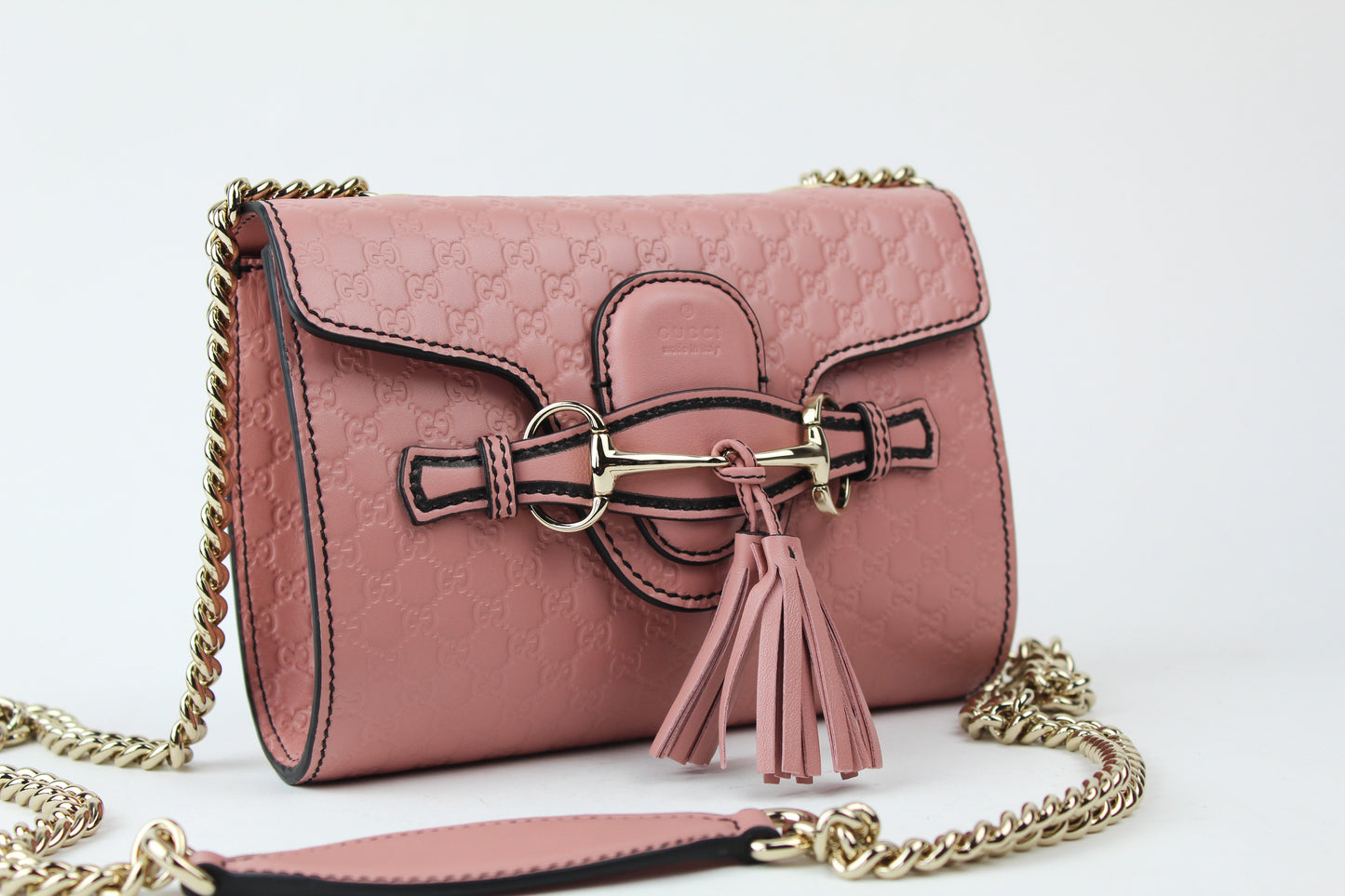 Gucci Emily Guccissima Mini Chain Shoulder Bag pink