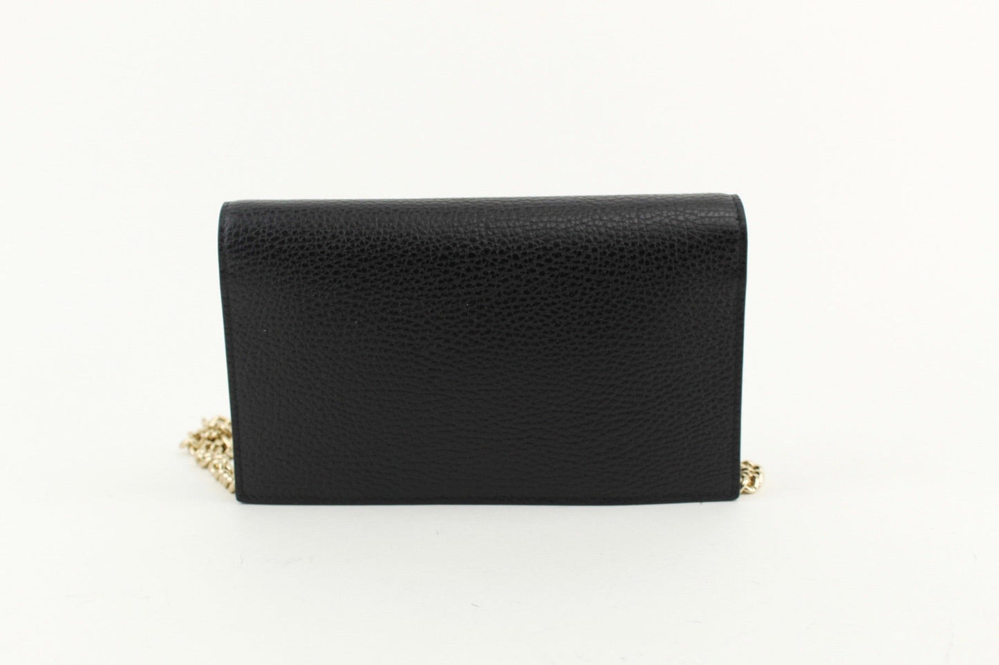 GUCCI GG MARMONT LEATHER CHAIN BAG BLACK