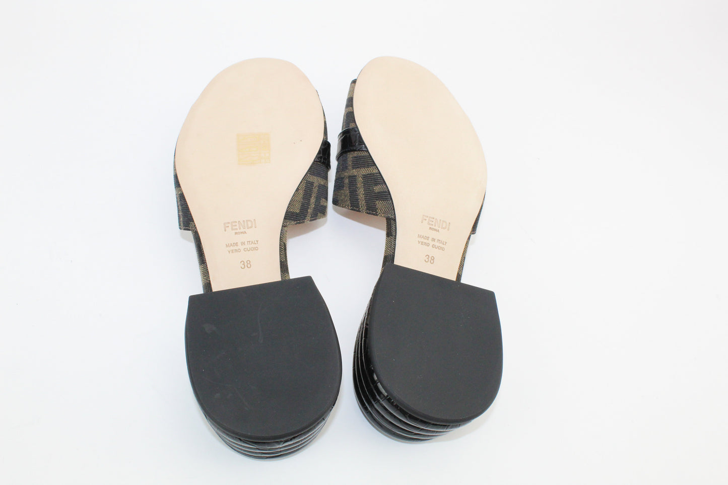 Fendi Monogram  Block Heel Sandals