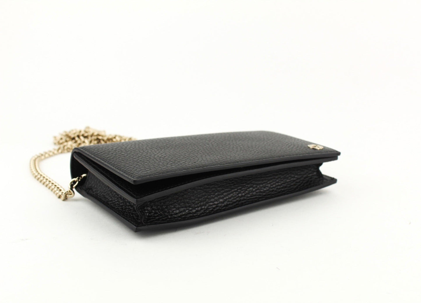 GUCCI GG MARMONT LEATHER CHAIN BAG BLACK