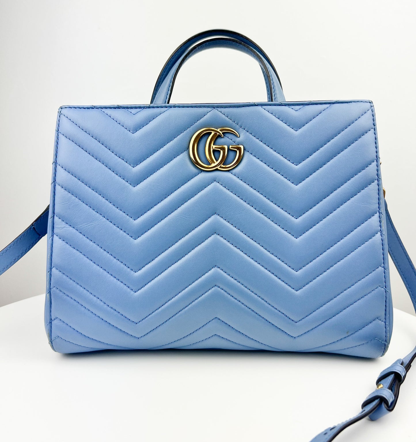 GG Marmont Medium Matelasse Bag in Blue