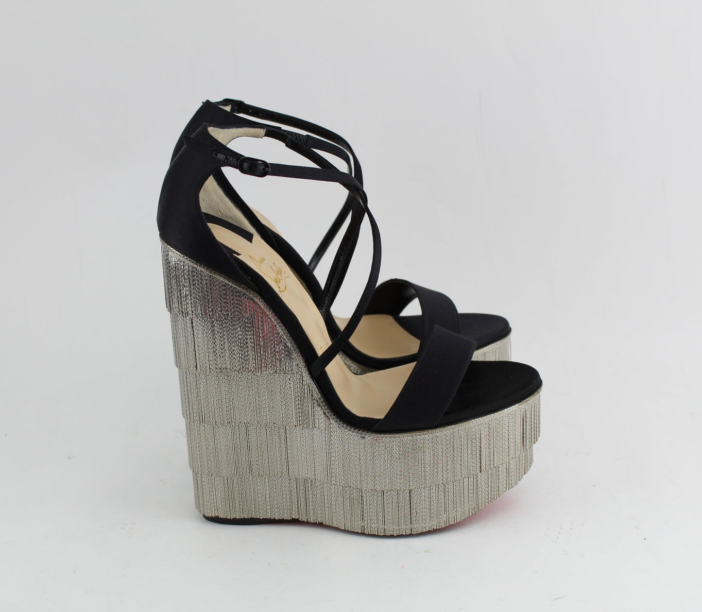 CHRISTIAN LOUBOUTIN FOXTROTTISSIMA CREPE SATIN size 37