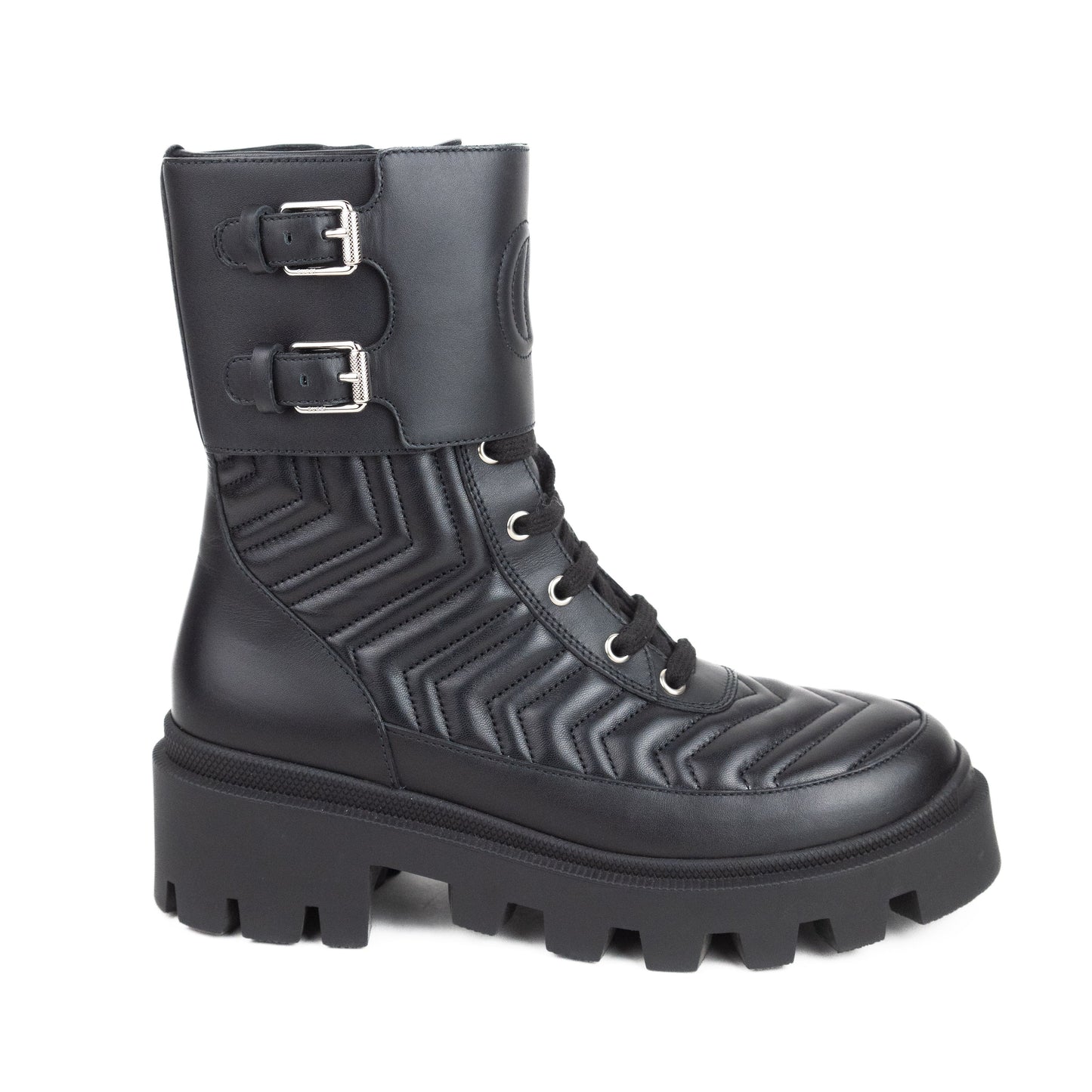 Gucci GG Nappa France Matelasse Platform Combat Boots