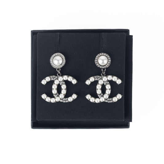 Chanel Pearl and Crystal CC Earrings