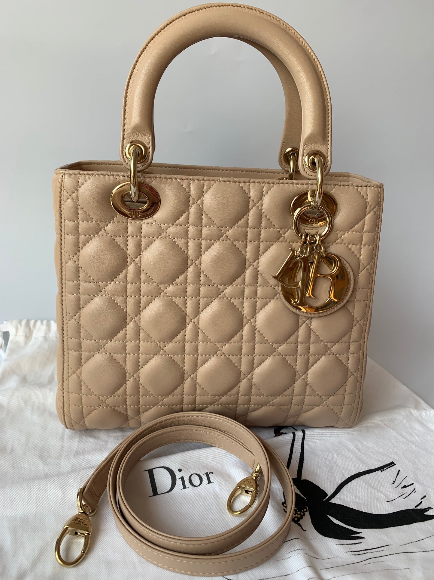Lady Dior Medium Bag Pink Cannage Leather