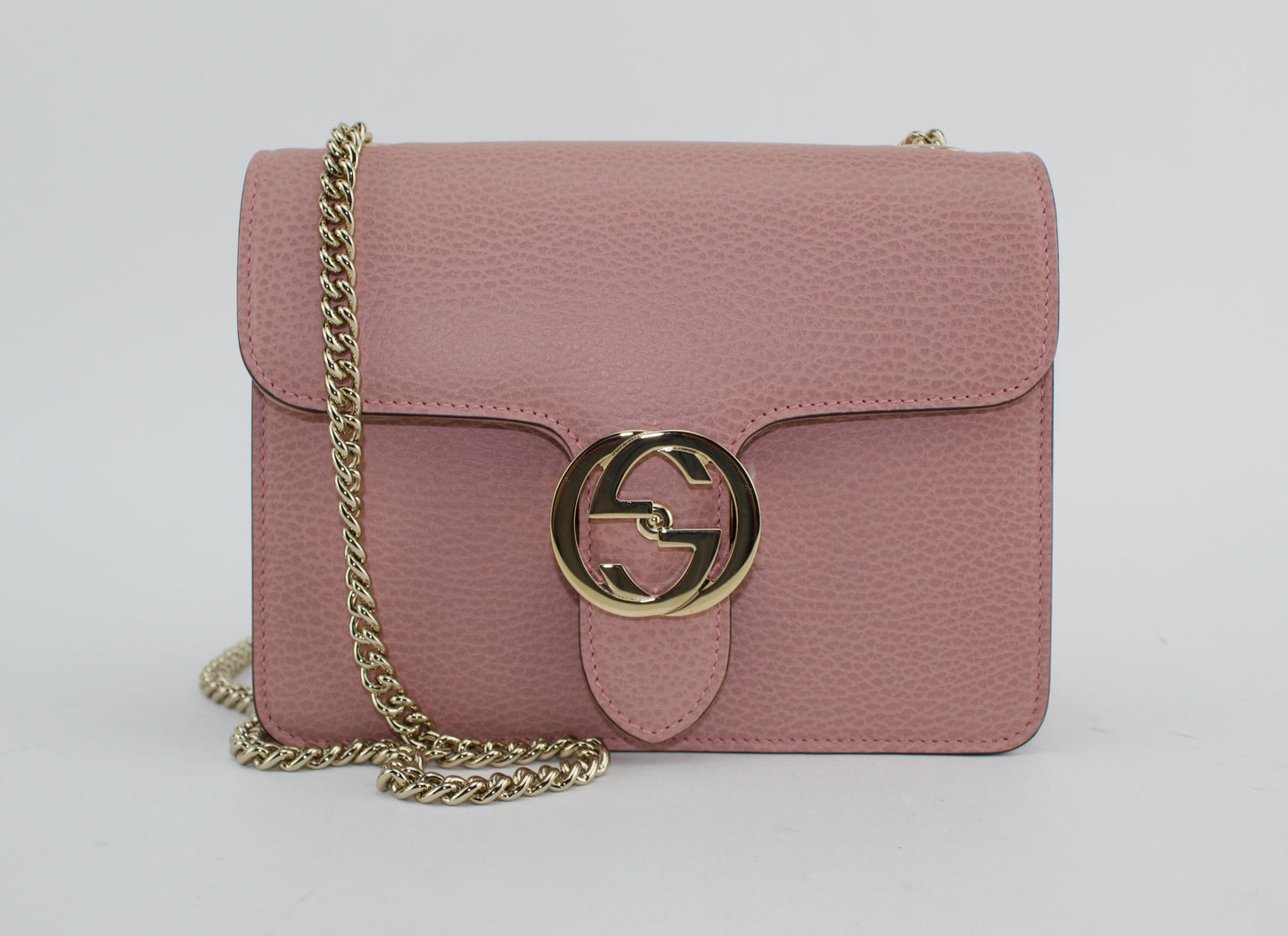 GUCCI DOLLAR CALFSKIN SMALL INTERLOCKING G SHOULDER BAG