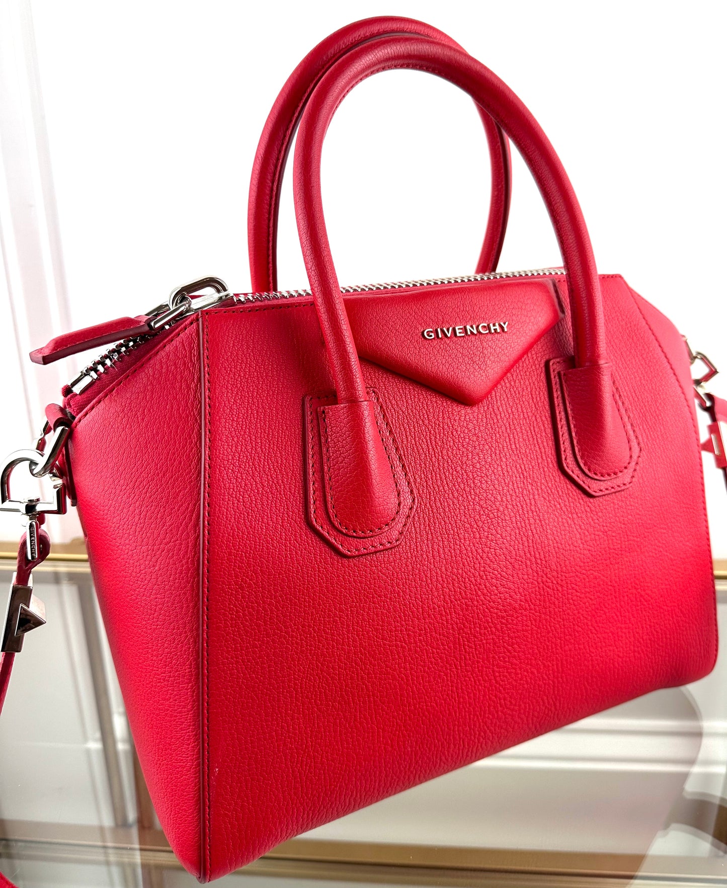 Givenchy Antigona Small Leather Bag in Red