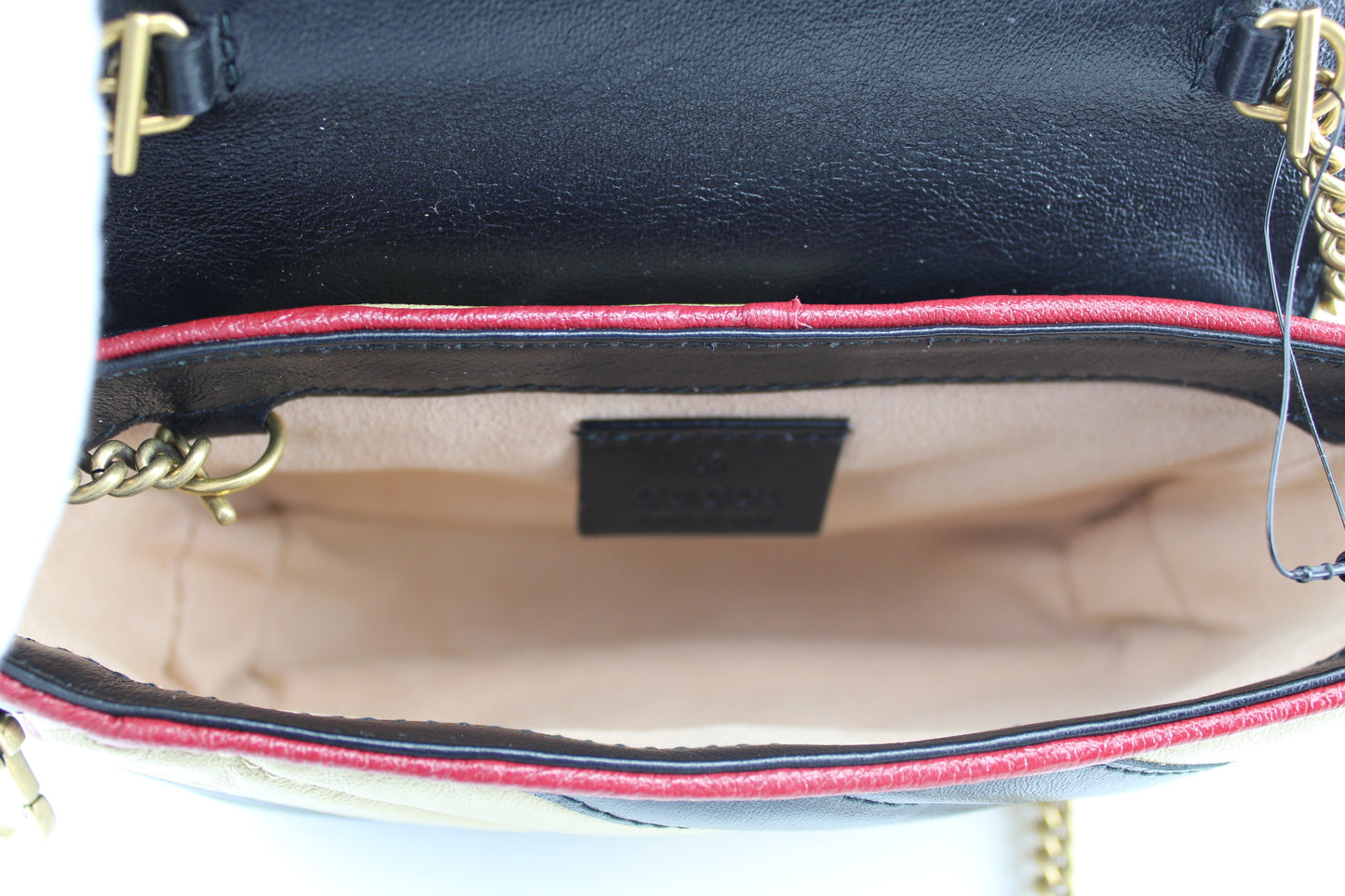 Gucci Calfskin Striped Matelasse Super Mini GG Marmont