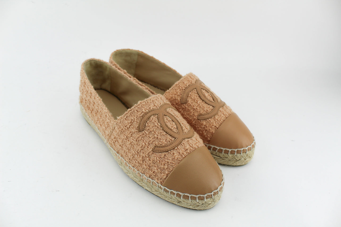 Chanel Espadrille Tweed/ Lambskin Beige and Brown