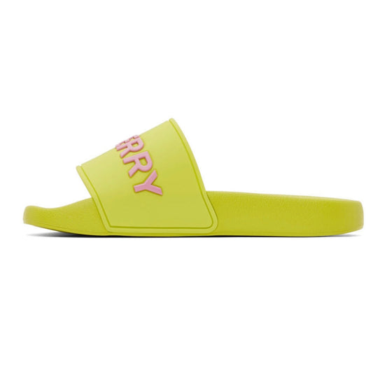 Burberry Logo Detail Slides green and pink