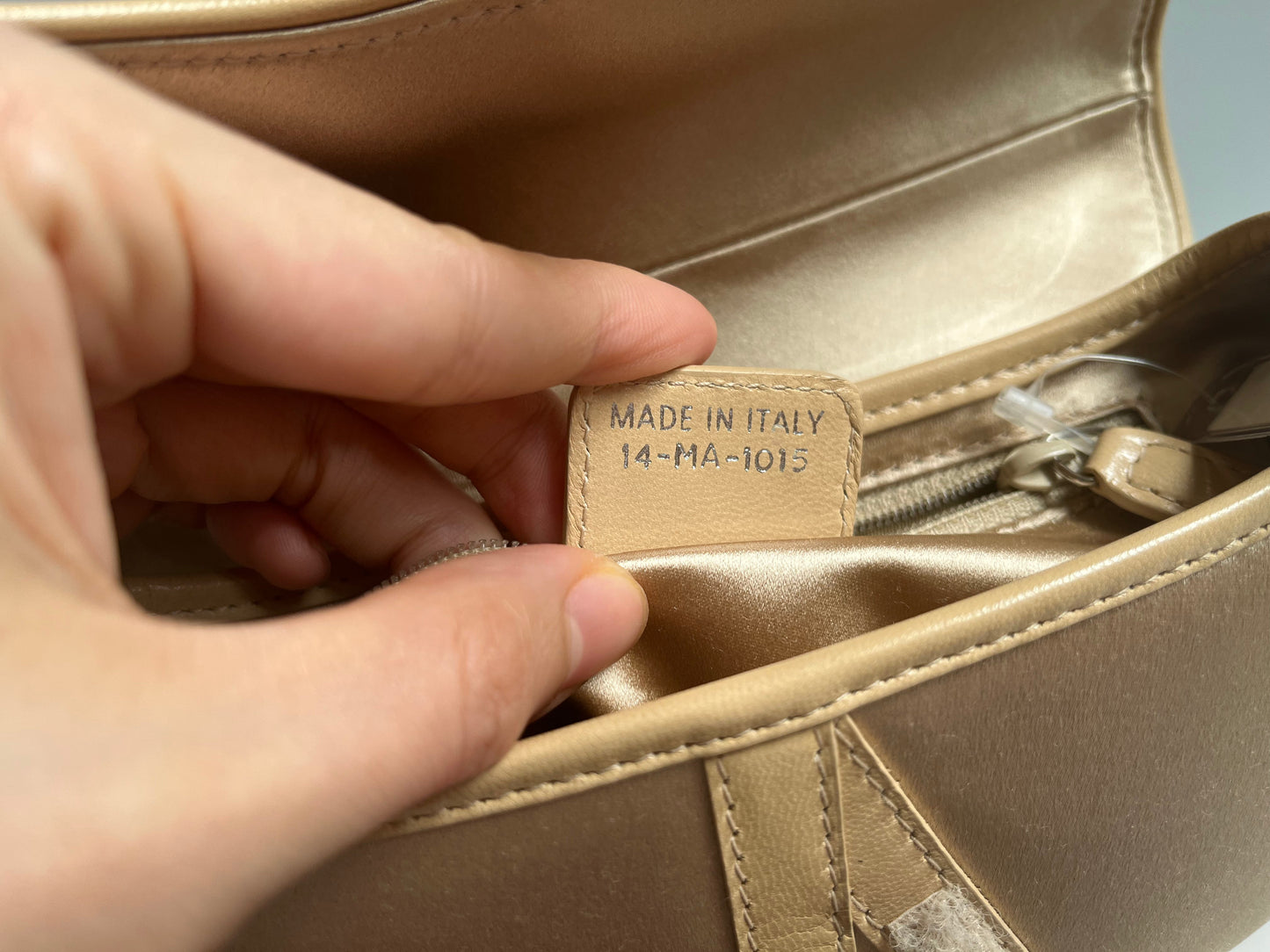 Dior Saddle Mini Silk beige with crystals embellishment