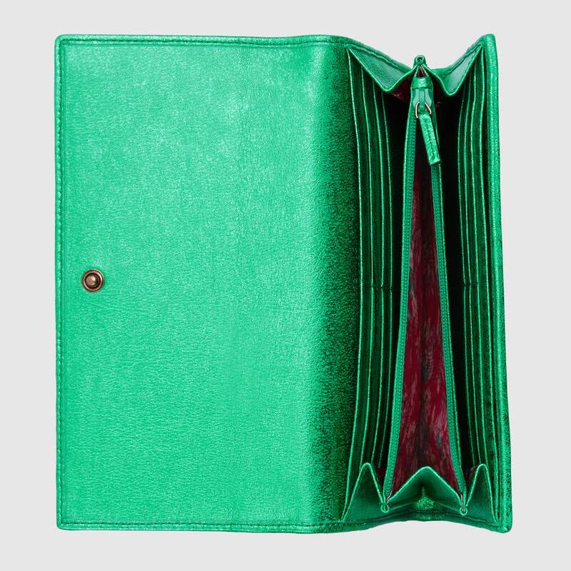 GUCCI LAMINATED CONTINENTAL WALLET IN GREEN