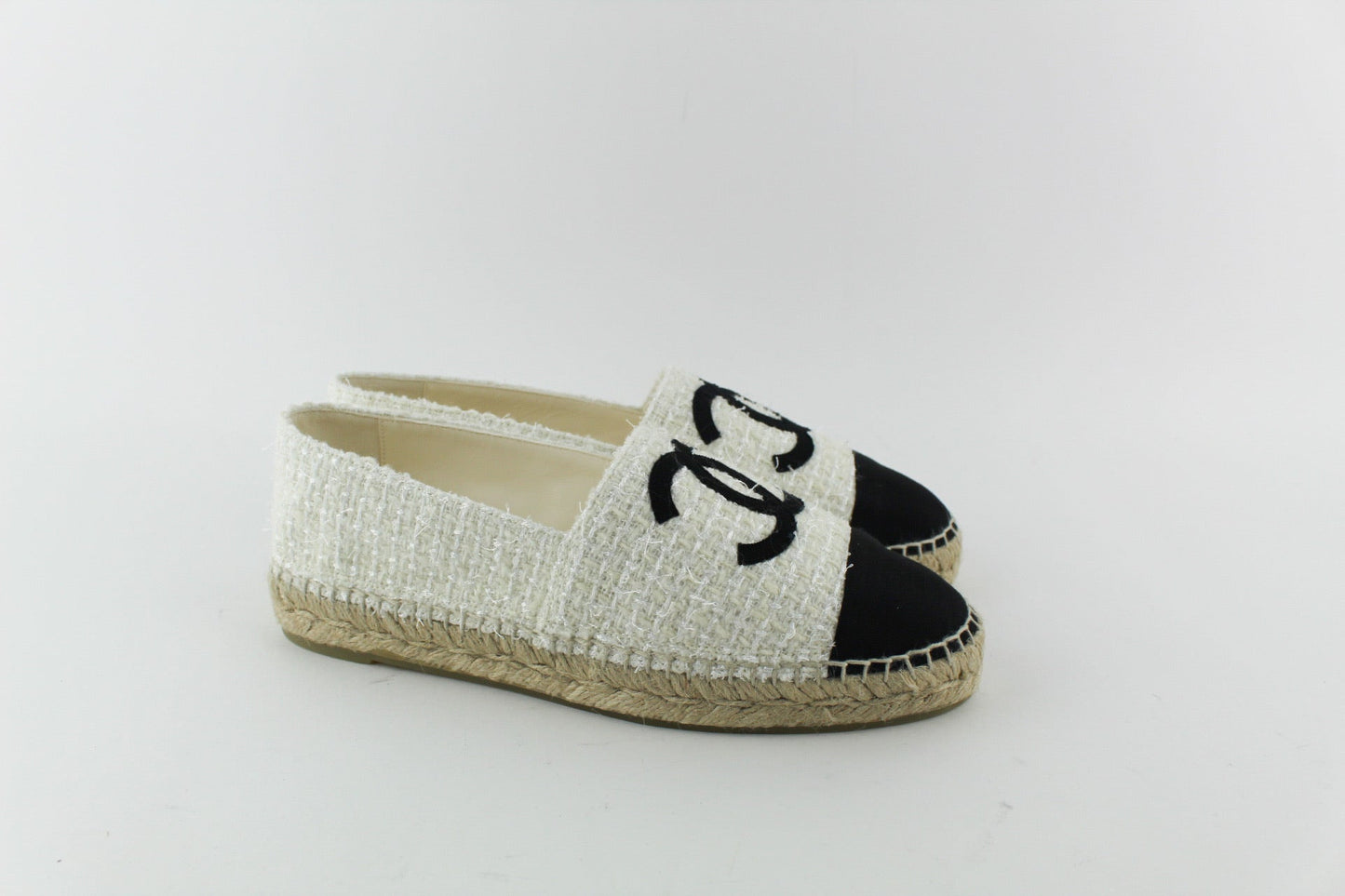 Chanel Espadrilles Tweed Ivory and Black