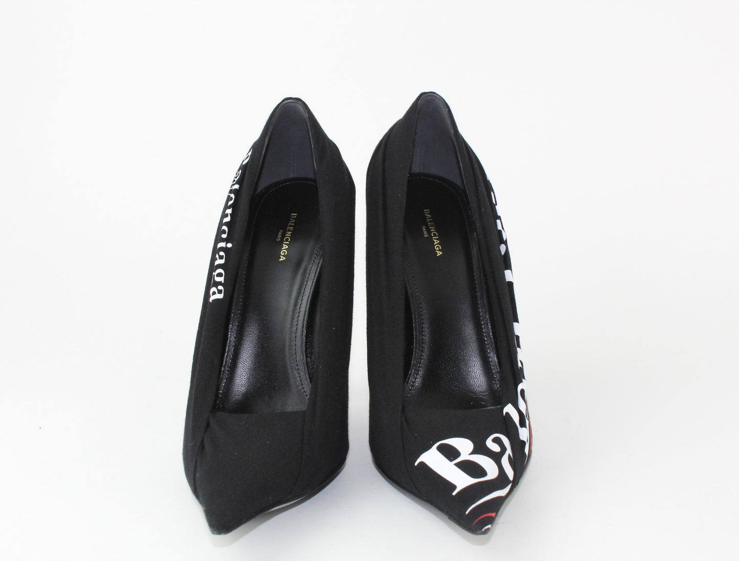 Balenciaga black campaign logo knife heels