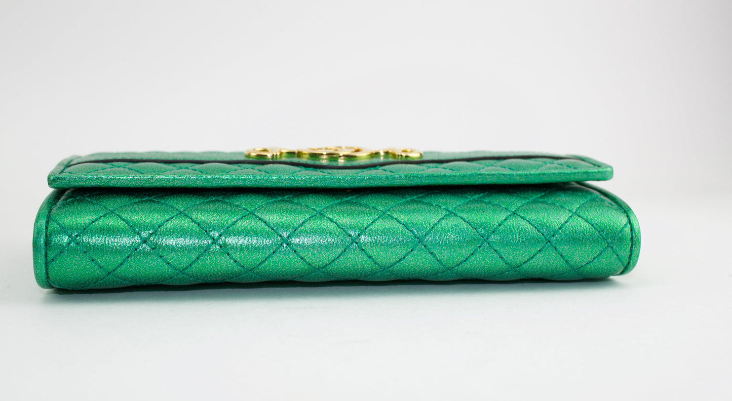 GUCCI LAMINATED CONTINENTAL WALLET IN GREEN