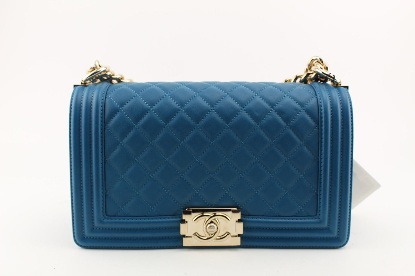 CHANEL LAMBSKIN MEDIUM BOY BAG BLUE