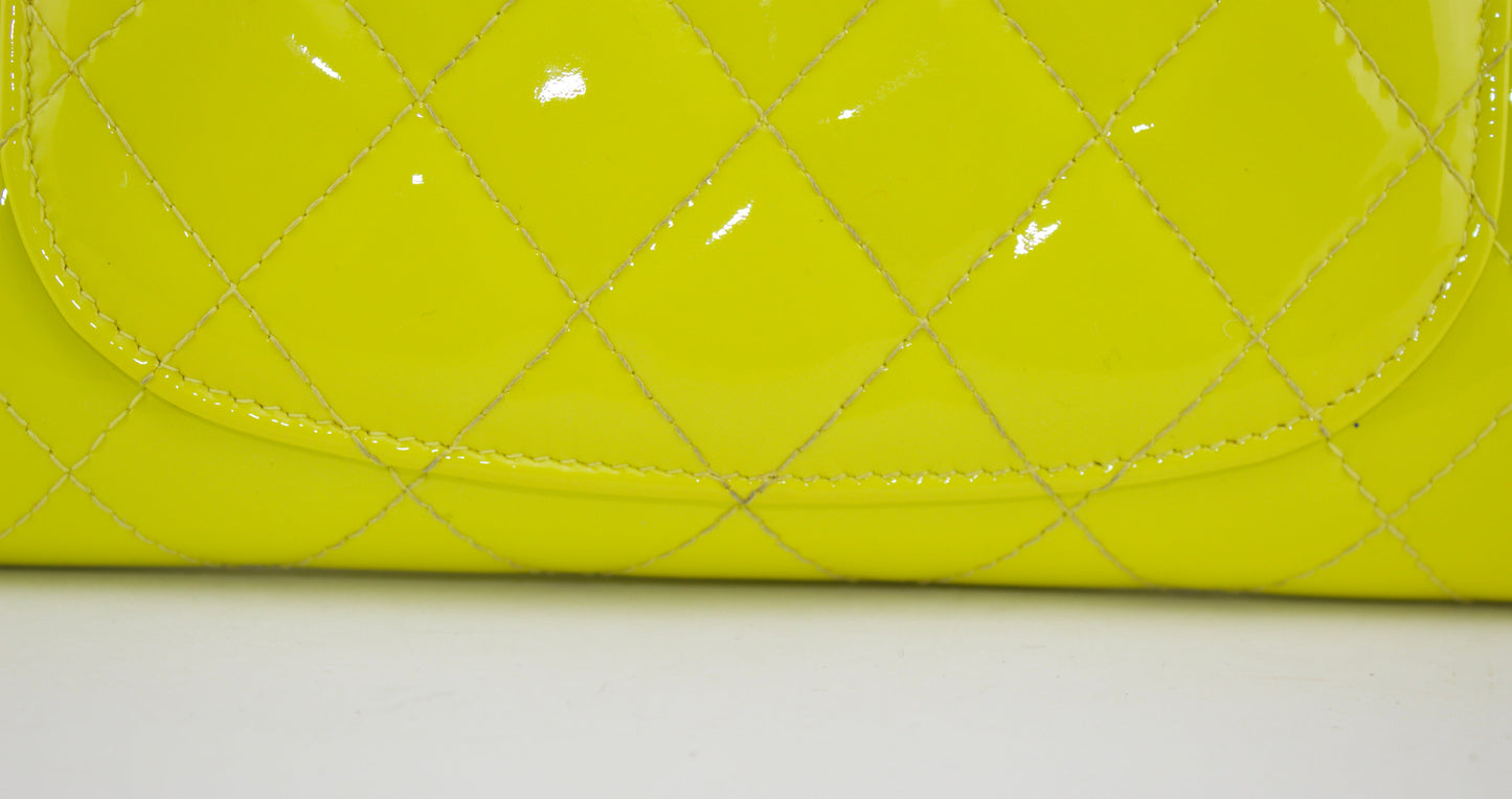CHANEL PATENT QUILTED TRAVEL WALLET