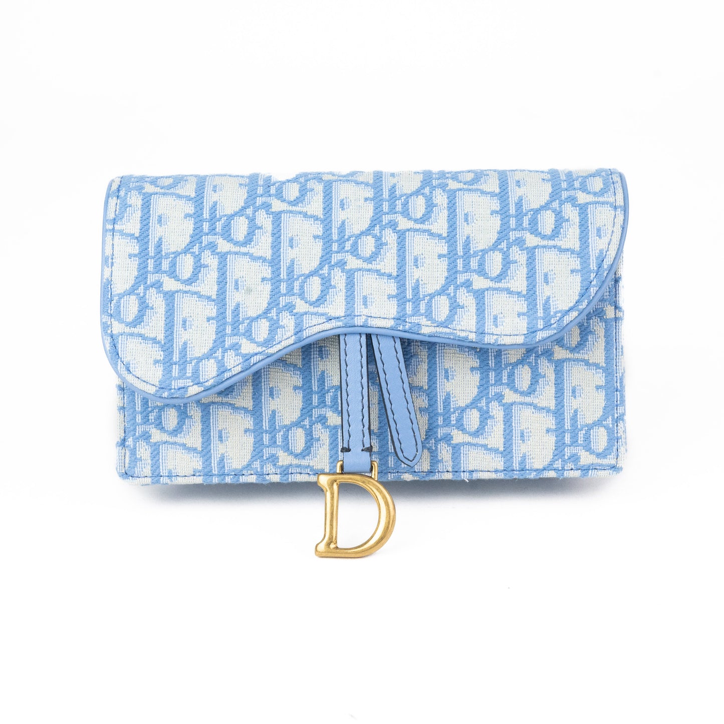 Dior Oblique Saddle Belt Bag light blue