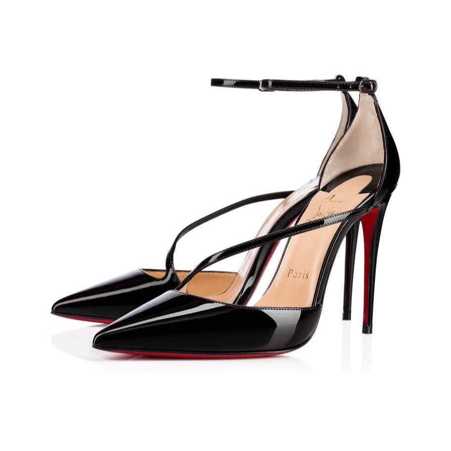 CHRISTIAN LOUBOUTIN FLIKETTA 100 PATENT BLACK