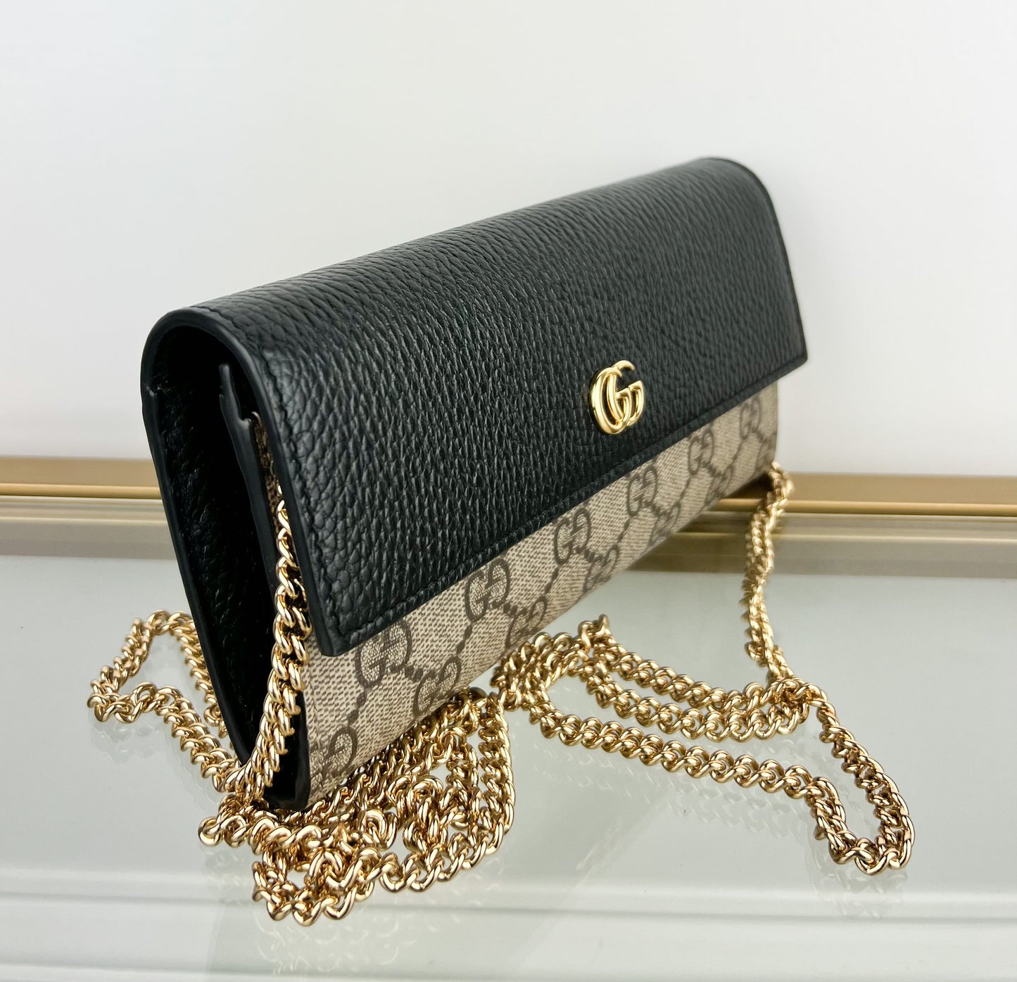 Gucci GG Marmont Chain Wallet in Black