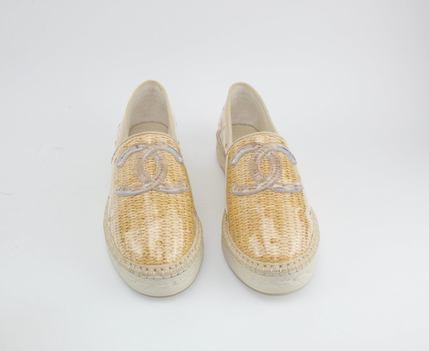 CHANEL PVC RAFFIA CC ESPADRILLES