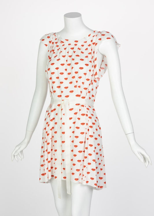 Prada Red White Lips Print Mini Dress Resort, 2012