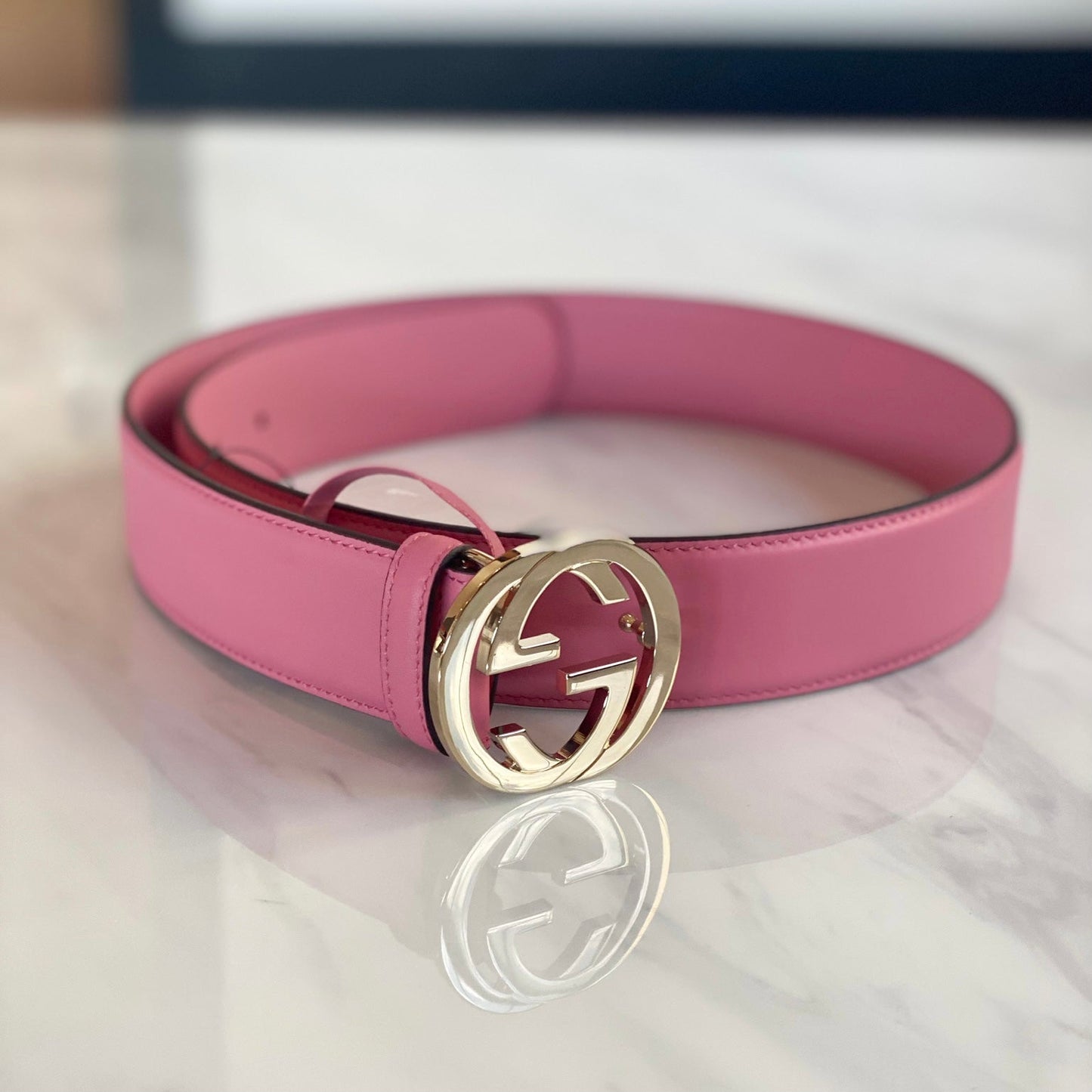 Gucci GG Pink Leather belt