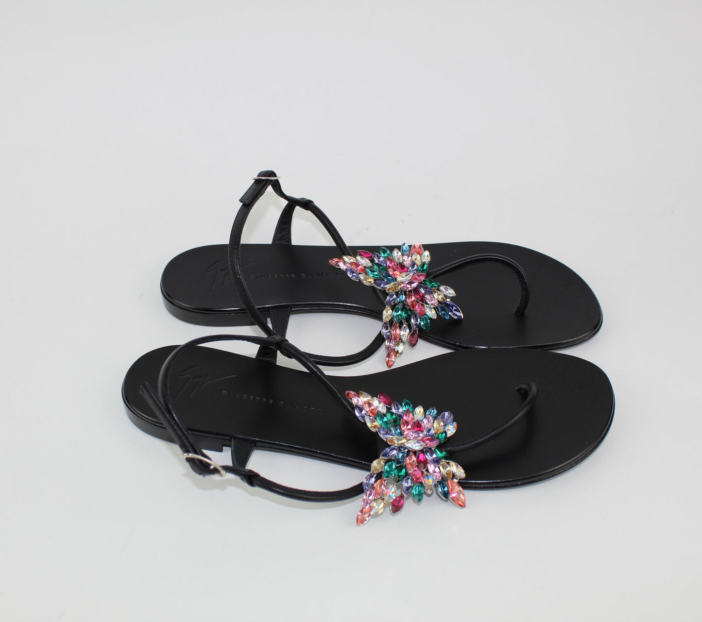 GIUSEPPE ZANOTTI CRYSTAL BUTTERFLY THONG SANDALS