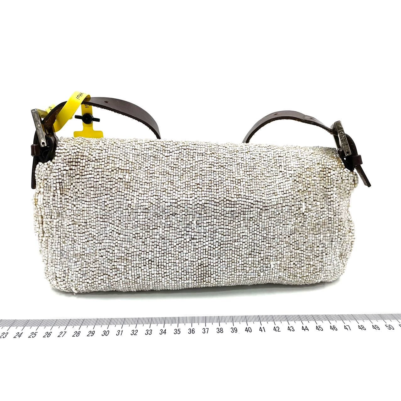 FENDI Baguette White beads