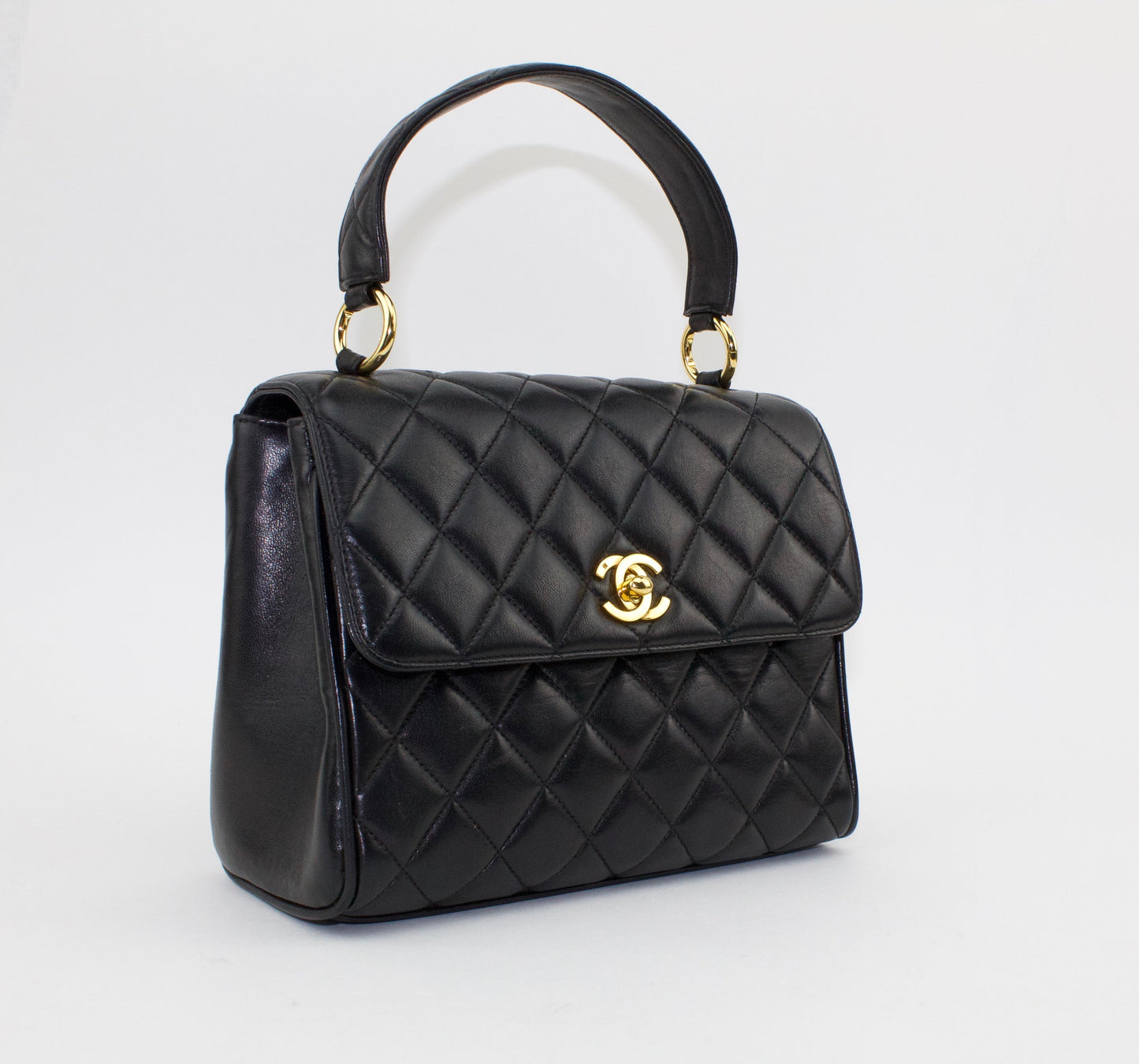 CHANEL VINTAGE TWIN TOP HANDLE FLAP BAG