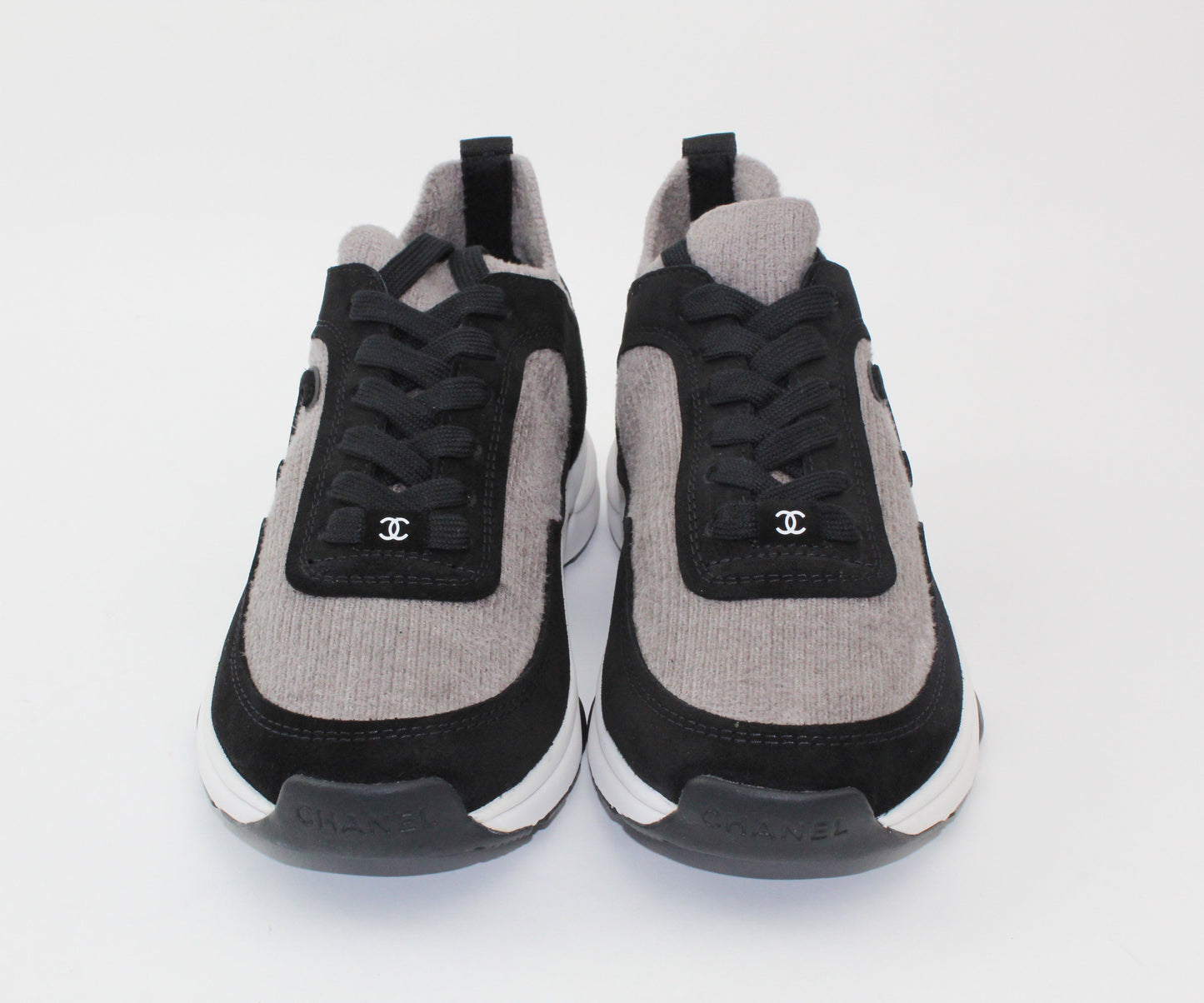 Chanel Fabric & Suede Calfskin Grey & Black