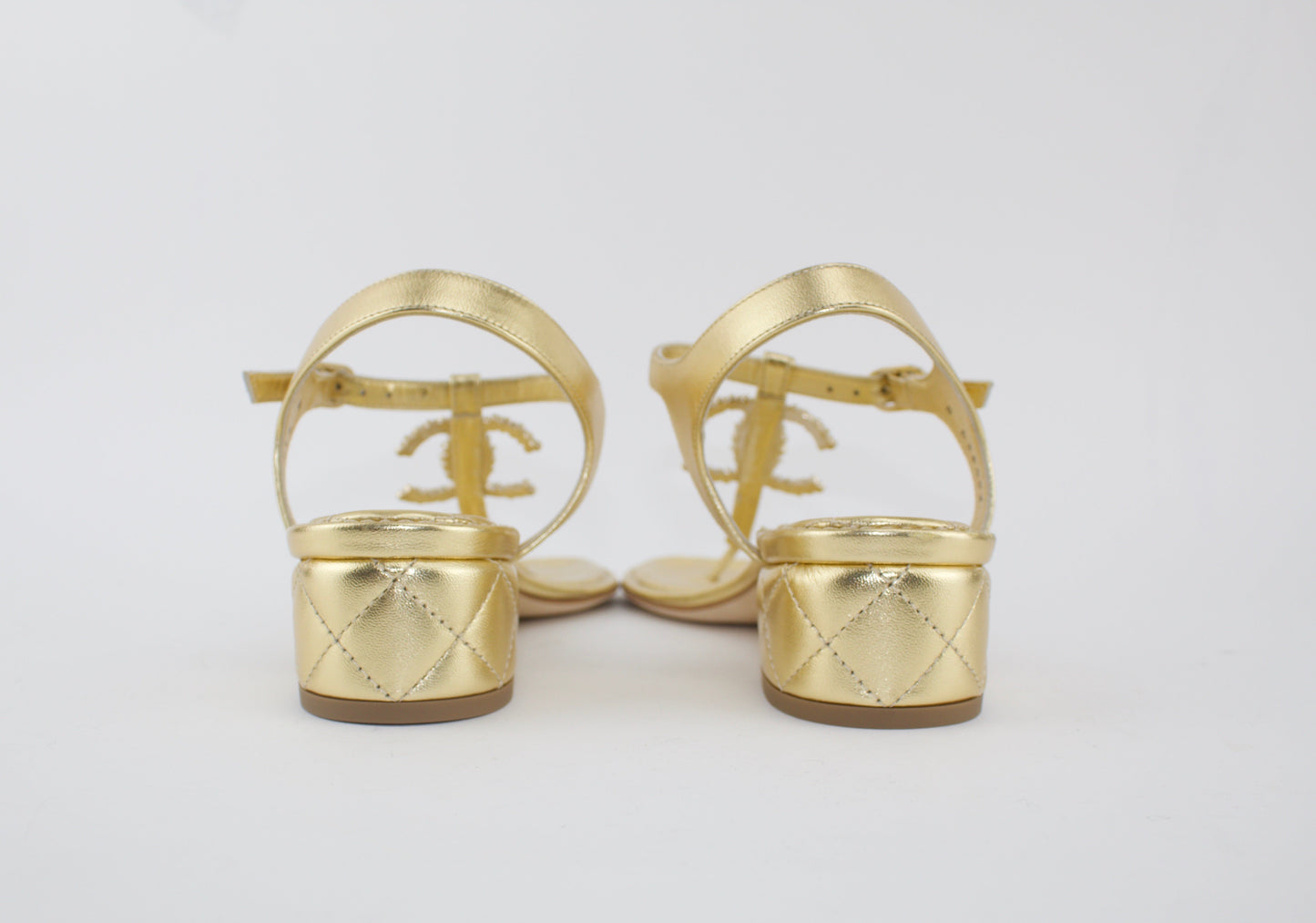 CHANEL LAMBSKIN APPLIQUE THONG SANDALS