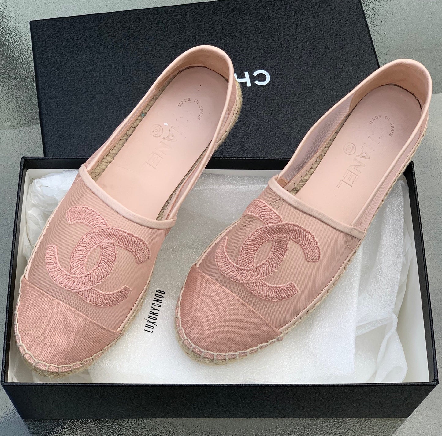 Chanel Mesh Grossgrain Pink Espadrilles