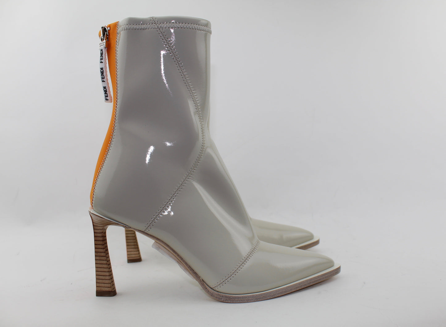 FENDI PATENT NEOPRENE ANKLE BOOTS