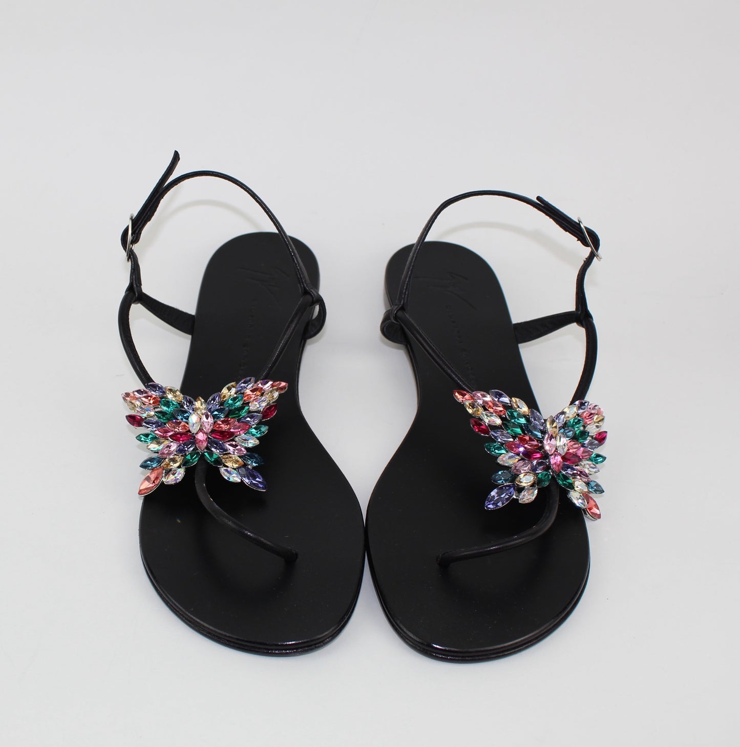 GIUSEPPE ZANOTTI CRYSTAL BUTTERFLY THONG SANDALS