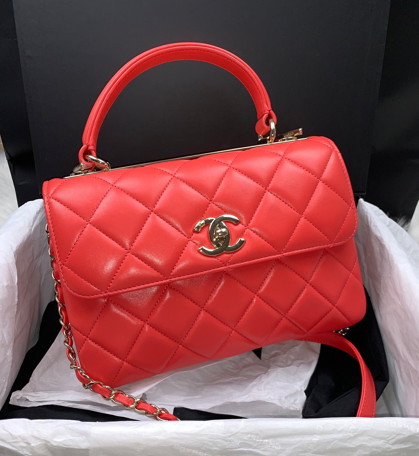 CHANEL FLAP BAG WITH TOP HANDLE