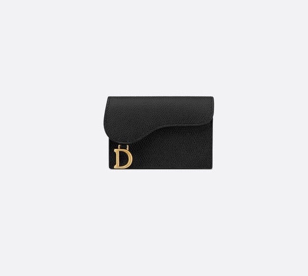 DIOR SADDLE FLAP CARD HOLDER BLACK