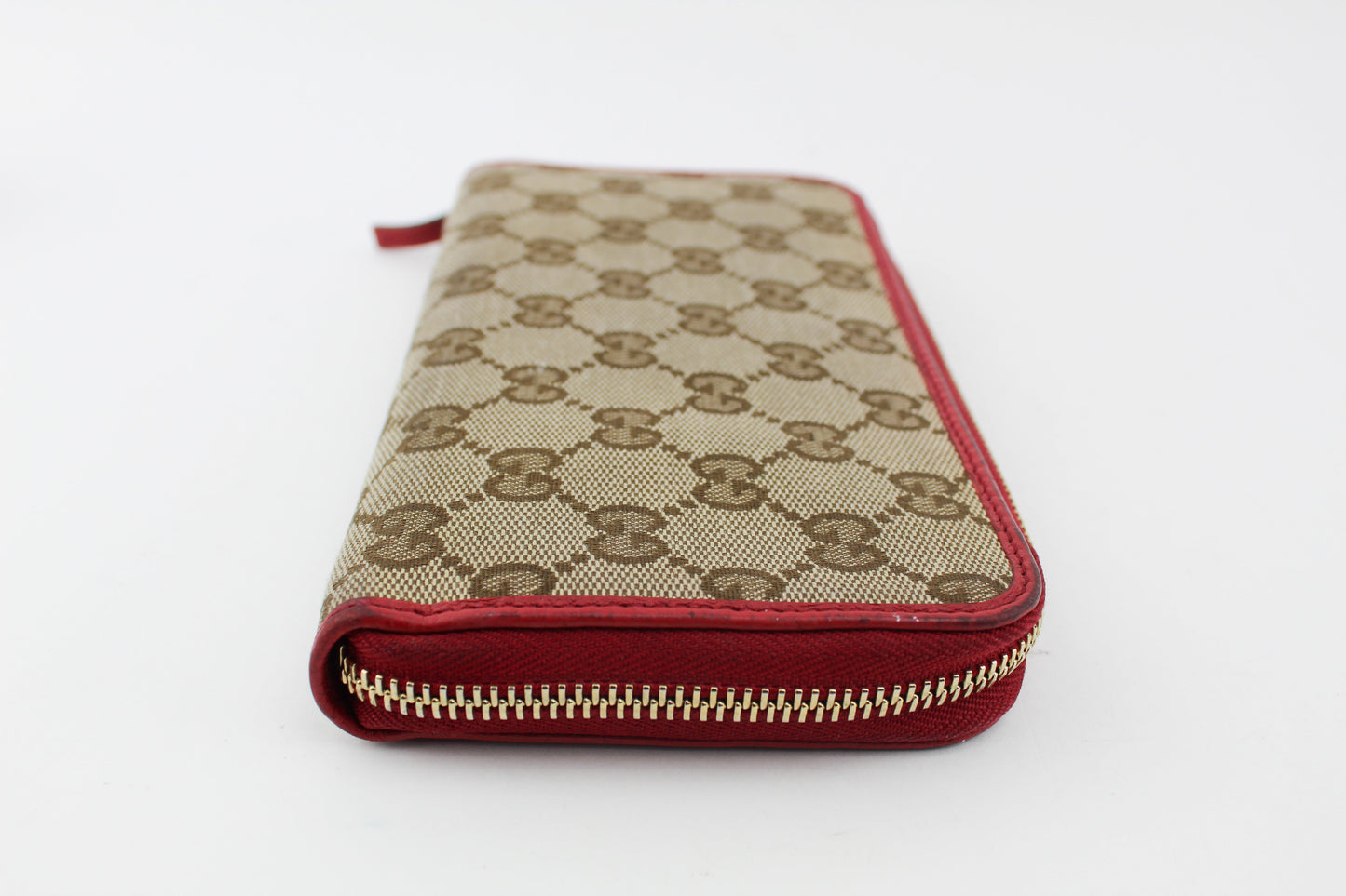 GUCCI CANVAS ZIP WALLET ORANGE