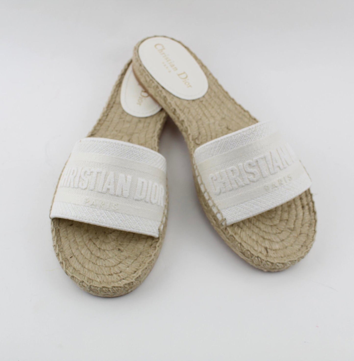 DIOR GRANVILLE OBLIQUE EMBROIDERED COTTON SLIDES